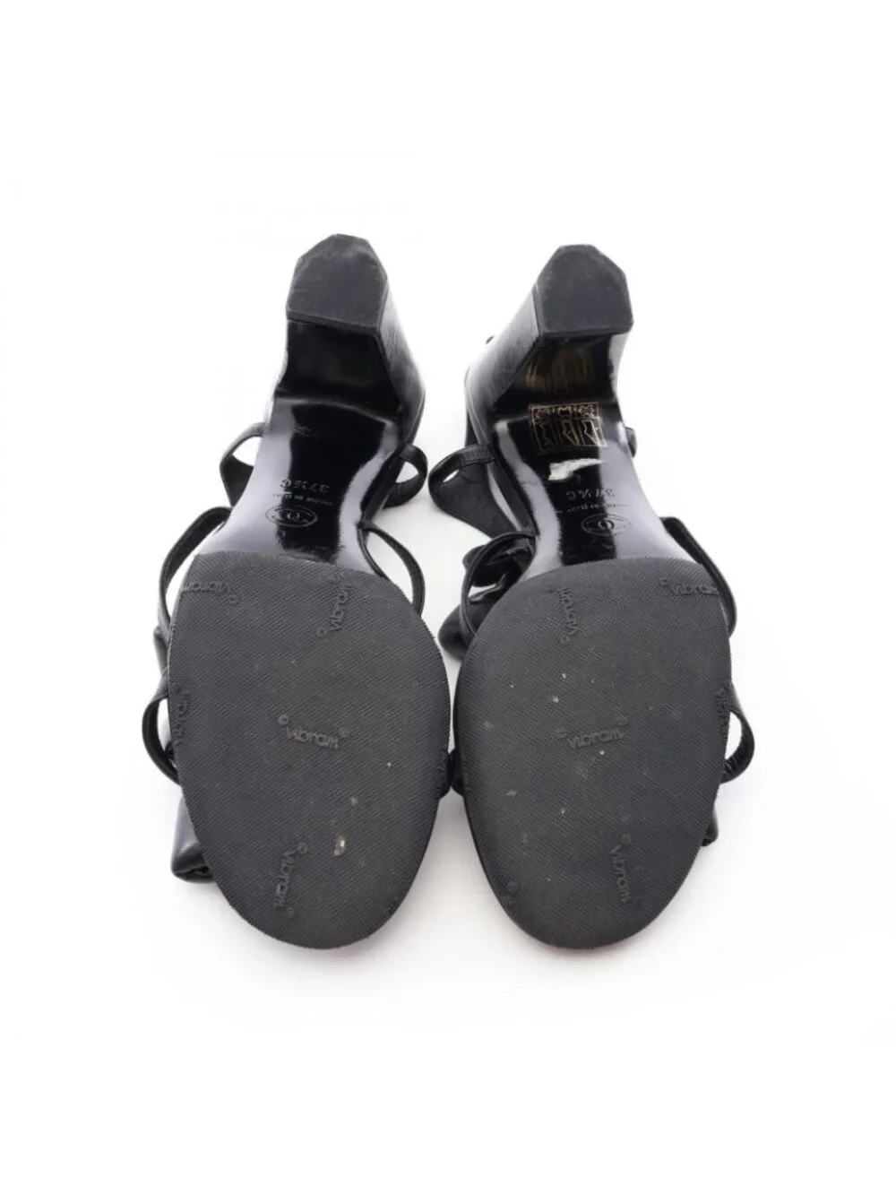 Chanel Sandals CC Logo Ribbon Leather